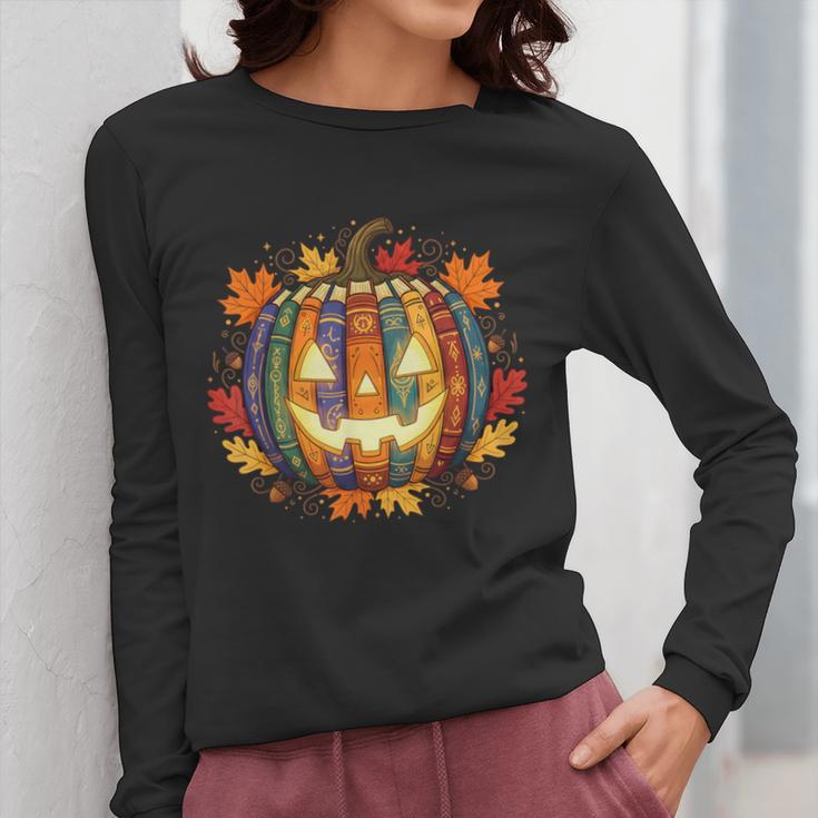 Fall Pumpkin Book Lover Spooky Librarian Teacher Halloween Women Long Sleeve T-Shirt, funny design Fall Pumpkin Book Lover Spooky Librarian Teacher Halloween Women Long Sleeve T-Shirt, funny design