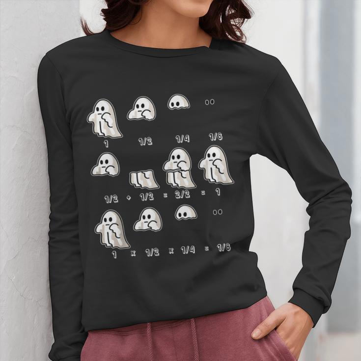 Fractions Math Teacher Ghost Math Halloween Humorous Women Long Sleeve T-Shirt, funny design Fractions Math Teacher Ghost Math Halloween Humorous Women Long Sleeve T-Shirt, funny design