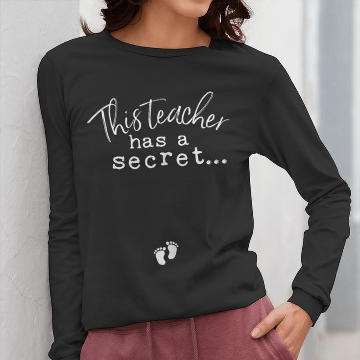 Fun Pregnant Teacher Announcement Idea- Footprints On Tummy Women Long Sleeve T-Shirt, funny design Fun Pregnant Teacher Announcement Idea- Footprints On Tummy Women Long Sleeve T-Shirt, funny design