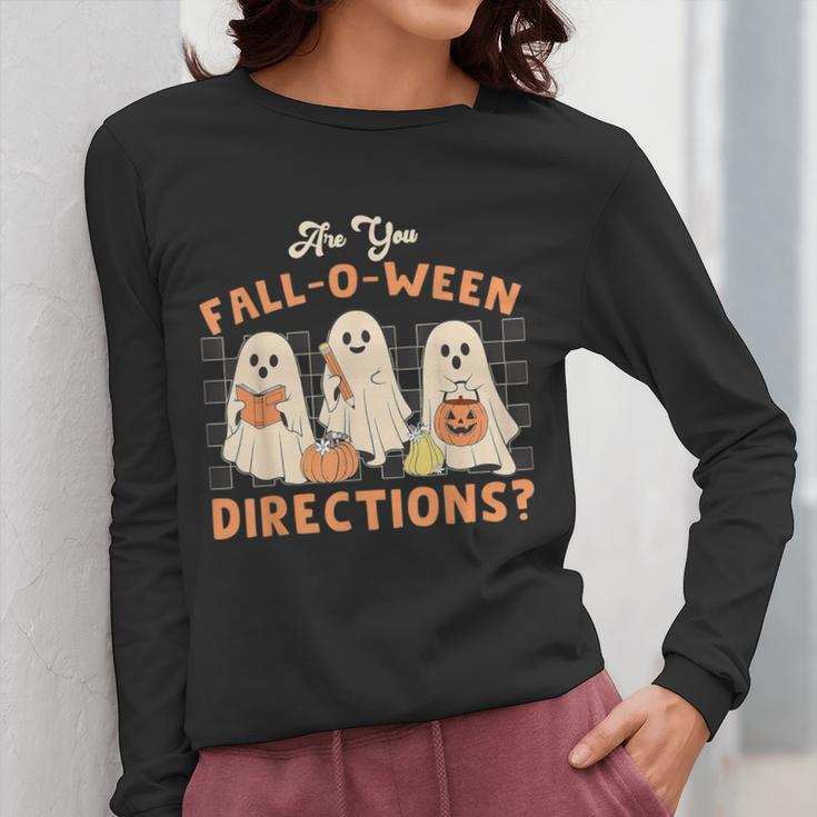 Ghost Are You Fall-O-Ween Directions Teacher Halloween Women Long Sleeve T-Shirt, funny design