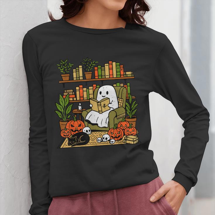 Ghost Library Reading Books Halloween Librarian Teacher Women Long Sleeve T-Shirt, funny design Ghost Library Reading Books Halloween Librarian Teacher Women Long Sleeve T-Shirt, funny design