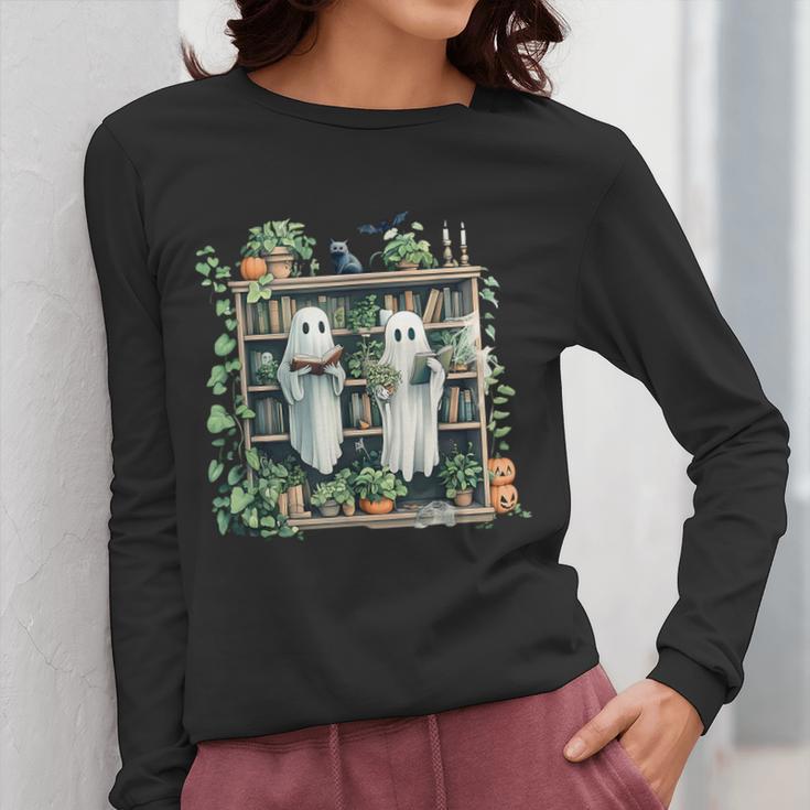 Ghost Plant Library Halloween Reading Books Teacher Vintage Women Long Sleeve T-Shirt, funny design Ghost Plant Library Halloween Reading Books Teacher Vintage Women Long Sleeve T-Shirt, funny design
