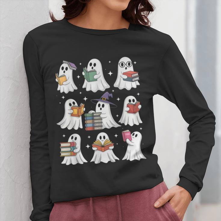 Ghost Reading Teacher Halloween Costume Librarian Book Lover Women Long Sleeve T-Shirt, funny design Ghost Reading Teacher Halloween Costume Librarian Book Lover Women Long Sleeve T-Shirt, funny design
