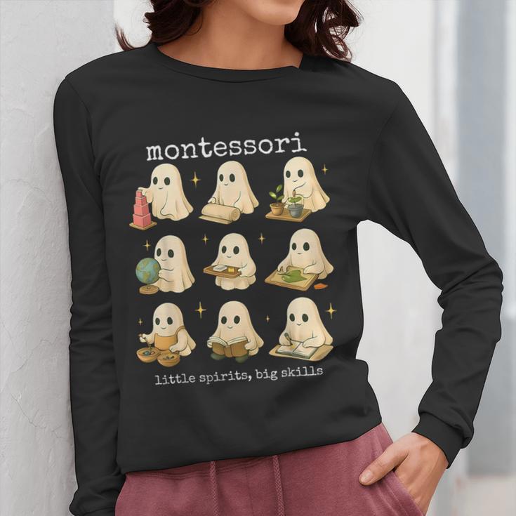 Ghosts Halloween Montessori Teacher Educator Costume Women Long Sleeve T-Shirt, funny design Ghosts Halloween Montessori Teacher Educator Costume Women Long Sleeve T-Shirt, funny design