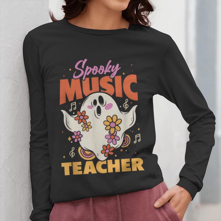 Groovy Faboolous Spooky Music Teacher Halloween Men Women Women Long Sleeve T-Shirt, Groovy Teacher Gifts, funny design