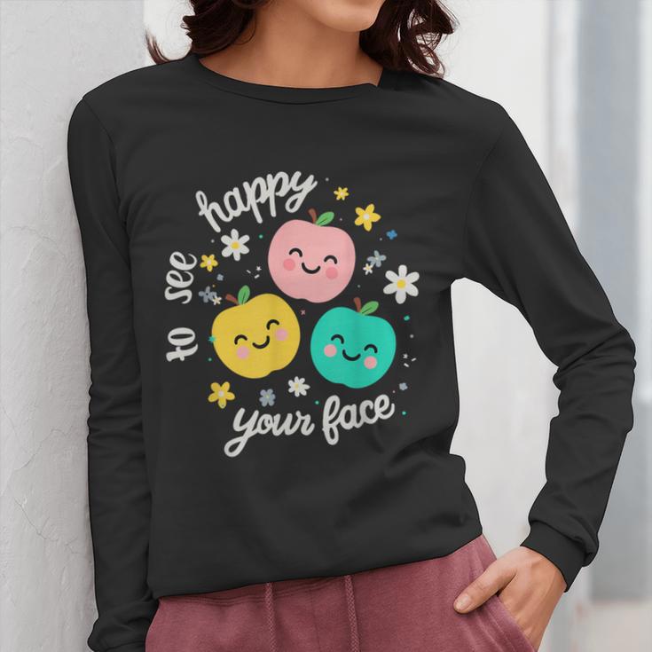 Groovy Happy To See Your Face Teacher School Appreciation Women Long Sleeve T-Shirt, Groovy Teacher Gifts, funny design Groovy Happy To See Your Face Teacher School Appreciation Women Long Sleeve T-Shirt, Groovy Teacher Gifts, funny design