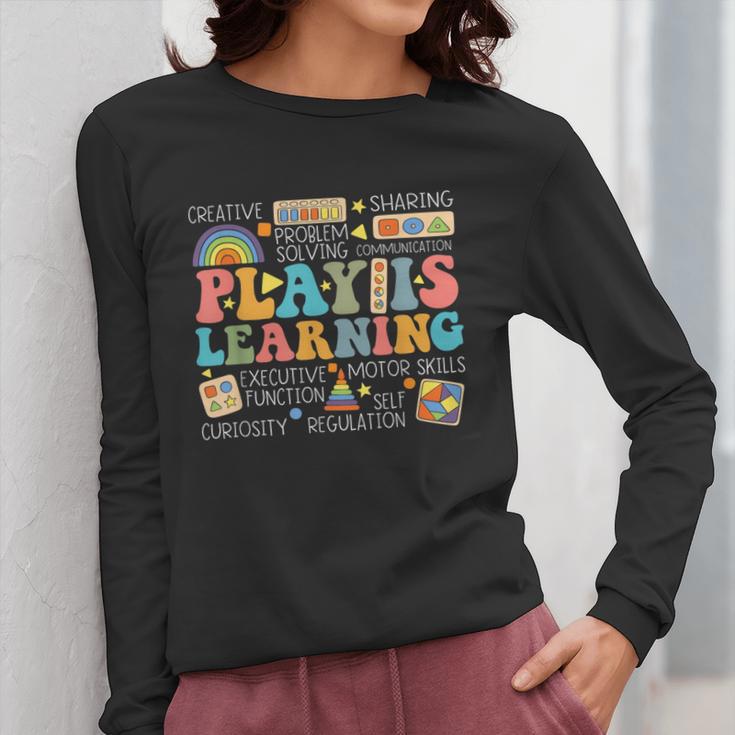 Groovy Play Is Learning Kindergarten Teacher Appreciation Women Long Sleeve T-Shirt, Groovy Teacher Gifts, funny design Groovy Play Is Learning Kindergarten Teacher Appreciation Women Long Sleeve T-Shirt, Groovy Teacher Gifts, funny design