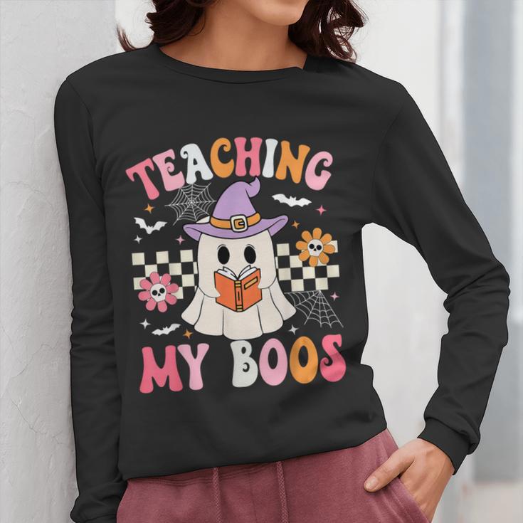Groovy Teaching My Boos Teacher Ghost Halloween Teacher Women Long Sleeve T-Shirt, Groovy Teacher Gifts, funny design Groovy Teaching My Boos Teacher Ghost Halloween Teacher Women Long Sleeve T-Shirt, Groovy Teacher Gifts, funny design