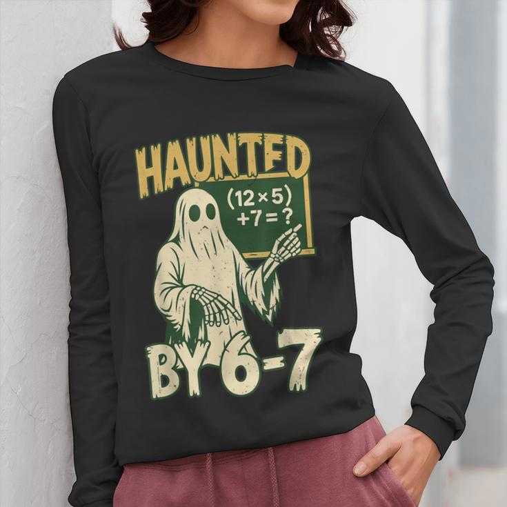 Halloween Costume Haunted By 67 Ghost Math Teacher Professor Women Long Sleeve T-Shirt, funny design