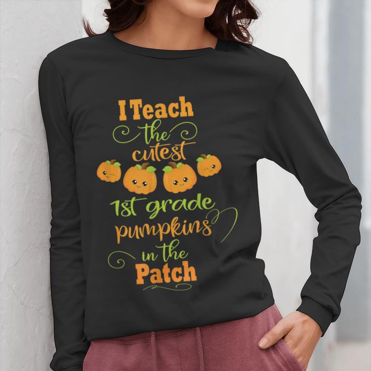 Halloween Cutest Pumpkins First Grade Teacher Women Long Sleeve T-Shirt, First Grade Teacher Gifts, funny design Halloween Cutest Pumpkins First Grade Teacher Women Long Sleeve T-Shirt, First Grade Teacher Gifts, funny design