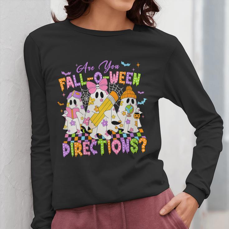 Halloween Floral Ghost Teacher Are You Falloween Directions Women Long Sleeve T-Shirt, funny design Halloween Floral Ghost Teacher Are You Falloween Directions Women Long Sleeve T-Shirt, funny design