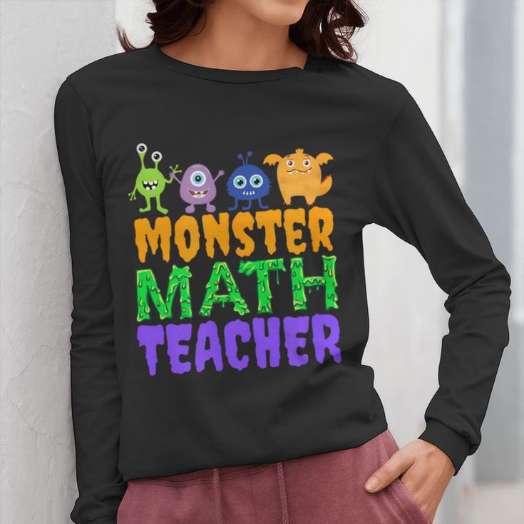 Halloween Monster Math Teacher Men Women Women Long Sleeve T-Shirt, funny design