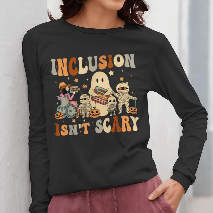 Halloween SLP Sped Teacher Groovy Inclusion Isn't Scary Women Long Sleeve T-Shirt, Groovy Teacher Gifts, funny design Halloween SLP Sped Teacher Groovy Inclusion Isn't Scary Women Long Sleeve T-Shirt, Groovy Teacher Gifts, funny design