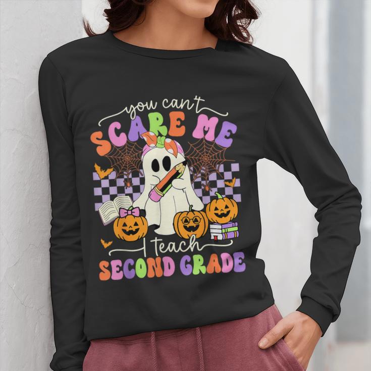 Halloween Teacher You Can't Scare Me I Teach Second Grade Women Long Sleeve T-Shirt, funny design
