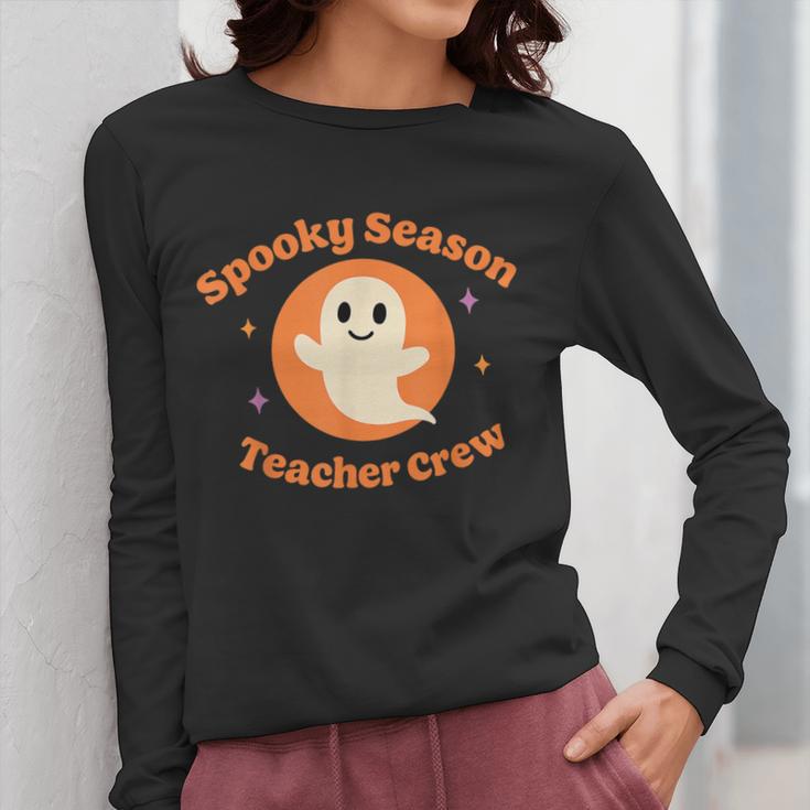 Halloween Teacher Crew Spooky Season Retro Ghost Women Long Sleeve T-Shirt, funny design Halloween Teacher Crew Spooky Season Retro Ghost Women Long Sleeve T-Shirt, funny design