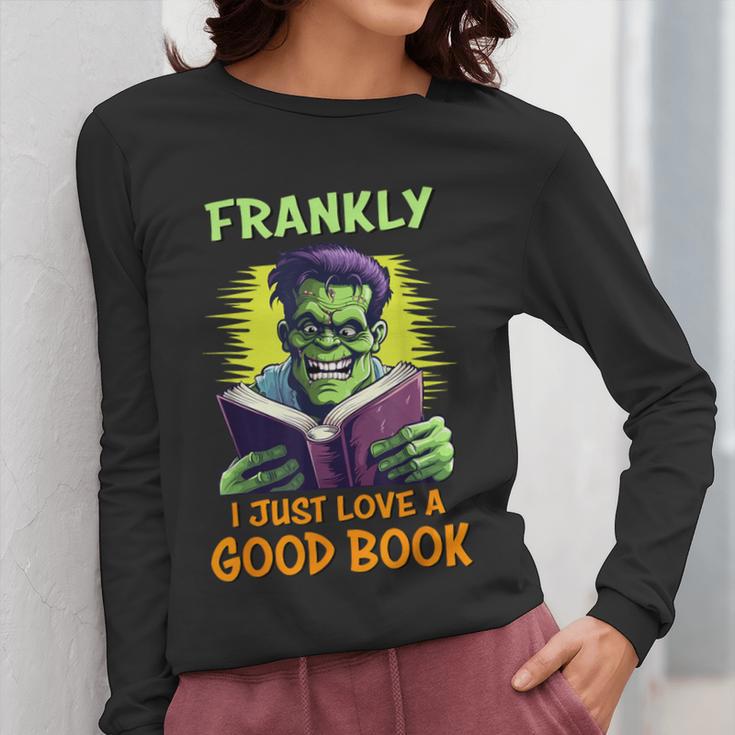 Halloween Teacher Librarian Frankenstein Reading Books Women Long Sleeve T-Shirt, funny design Halloween Teacher Librarian Frankenstein Reading Books Women Long Sleeve T-Shirt, funny design