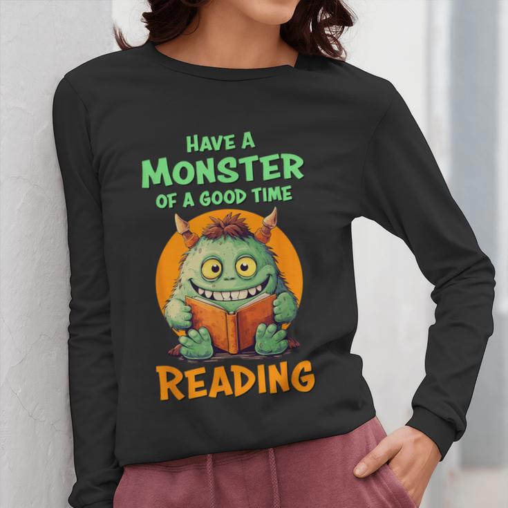 Halloween Teacher Librarian Monster Reading Books Men Women Kids Women Long Sleeve T-Shirt, funny design Halloween Teacher Librarian Monster Reading Books Men Women Kids Women Long Sleeve T-Shirt, funny design