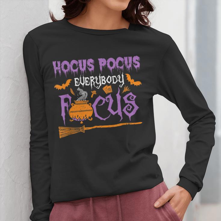 Halloween Teacher Or Student Hocus Pocus Everybody Focus For Men Women Kids Women Long Sleeve T-Shirt, funny design Halloween Teacher Or Student Hocus Pocus Everybody Focus For Men Women Kids Women Long Sleeve T-Shirt, funny design