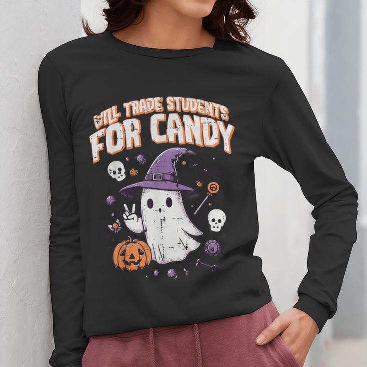 Halloween Teacher Trade Students For Candy Costume Women Women Long Sleeve T-Shirt, funny design Halloween Teacher Trade Students For Candy Costume Women Women Long Sleeve T-Shirt, funny design