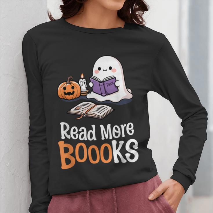 Halloween Teacher Women Cute Reading Ghost Read More Books Women Long Sleeve T-Shirt, funny design Halloween Teacher Women Cute Reading Ghost Read More Books Women Long Sleeve T-Shirt, funny design