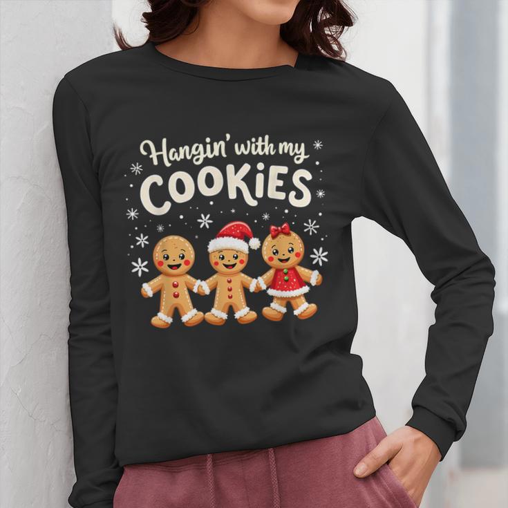 Hangin With My Cookies Gingerbread Christmas Teacher Women Long Sleeve T-Shirt, funny design