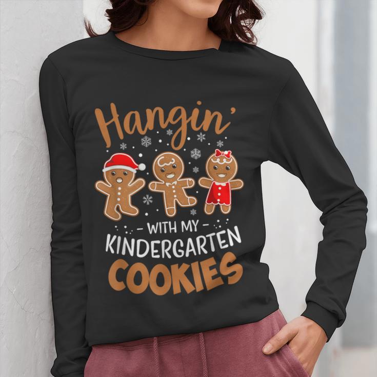 Hangin My Kindergarten Cookie Gingerbread Christmas Teacher For Men Women Kids Women Long Sleeve T-Shirt, funny design