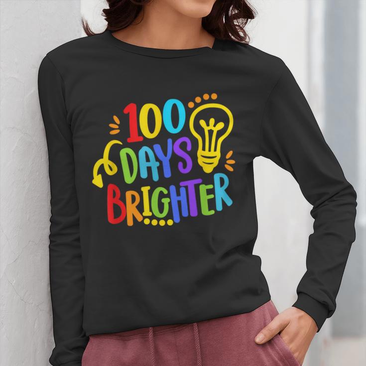Happy 100th Day Of School 100 Days Brighter Girls Teacher Women Long Sleeve T-Shirt, funny design