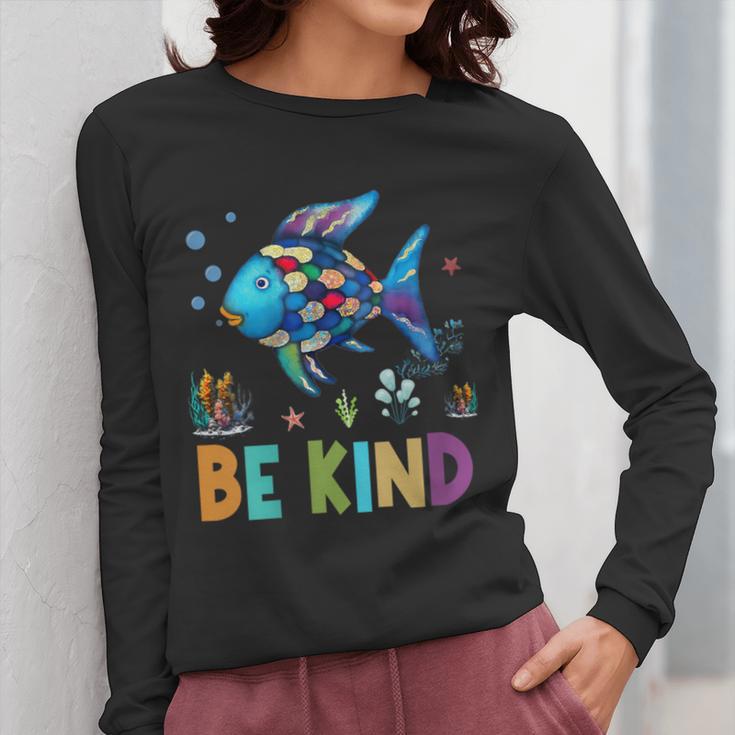 Happy First Day Of School Fish Rainbows Teacher Be Kind Women Long Sleeve T-Shirt, funny design