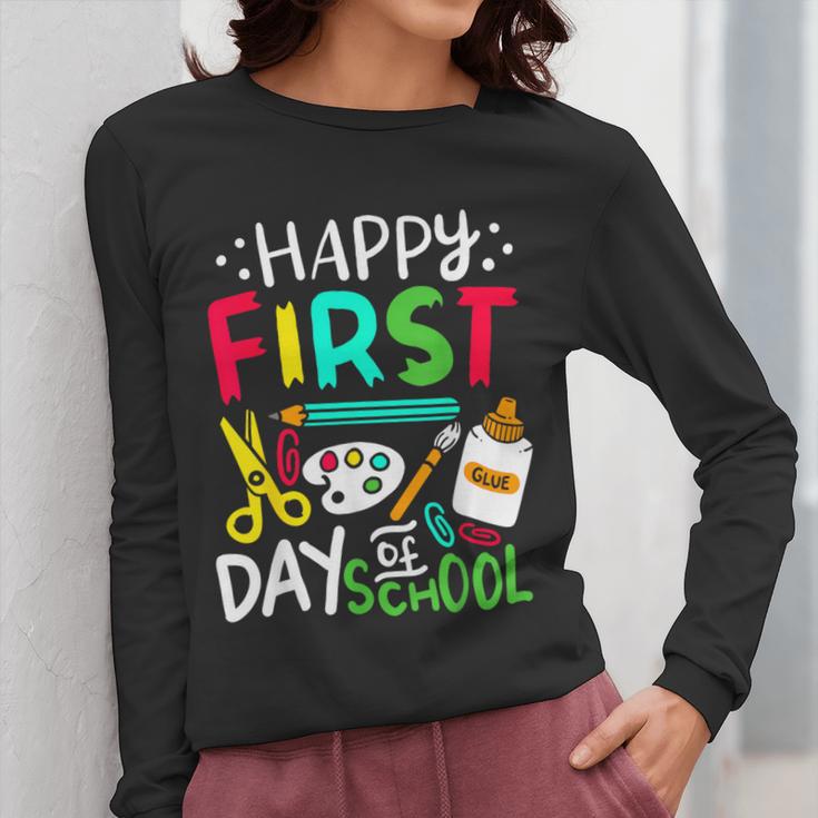 Happy First Day Of School Teacher Back To School Student Women Long Sleeve T-Shirt, funny design