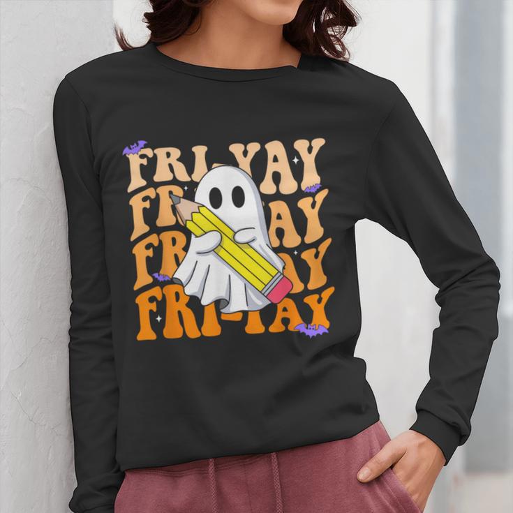Happy Fri-Yay Friday Lovers Groovy Teacher Life Halloween Women Long Sleeve T-Shirt, Groovy Teacher Gifts, funny design Happy Fri-Yay Friday Lovers Groovy Teacher Life Halloween Women Long Sleeve T-Shirt, Groovy Teacher Gifts, funny design