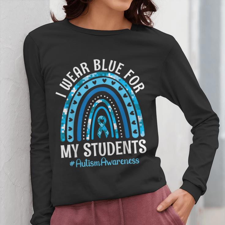 Happy Teacher I Wear Blue For My Students Autism Awareness Women Long Sleeve T-Shirt, funny design
