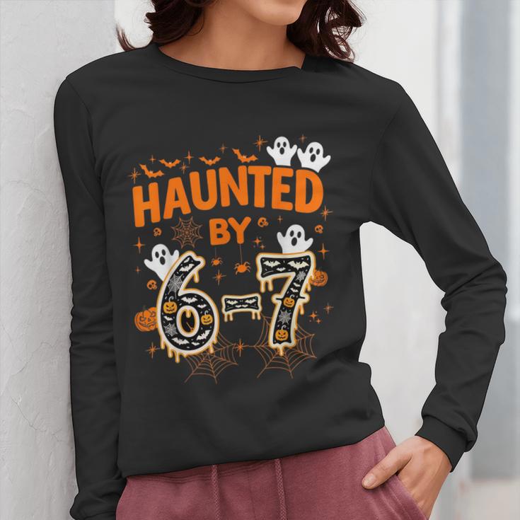 Haunted By 6-7 Halloween Math Teacher Joke Women Long Sleeve T-Shirt, funny design Haunted By 6-7 Halloween Math Teacher Joke Women Long Sleeve T-Shirt, funny design