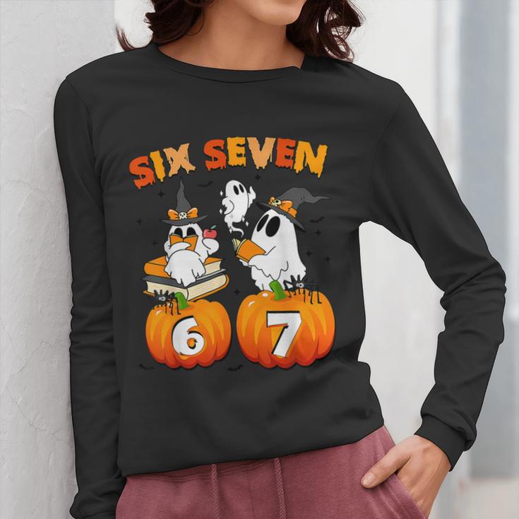 Haunted By 67 Boo Ghost Pumpkin Halloween Teacher Women Long Sleeve T-Shirt, funny design Haunted By 67 Boo Ghost Pumpkin Halloween Teacher Women Long Sleeve T-Shirt, funny design