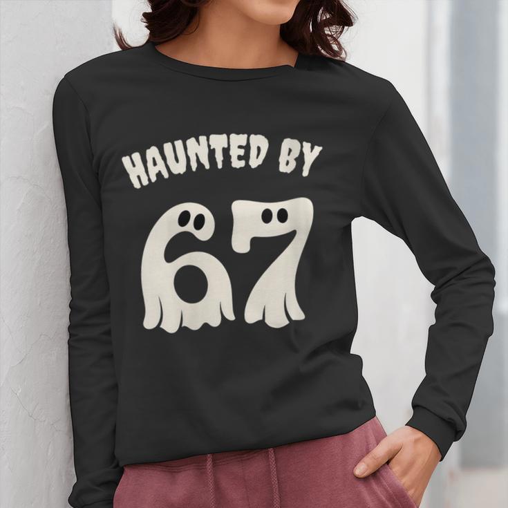 Haunted By 67 Teacher Halloween 6 7 Shirt Women Long Sleeve T-Shirt, funny design