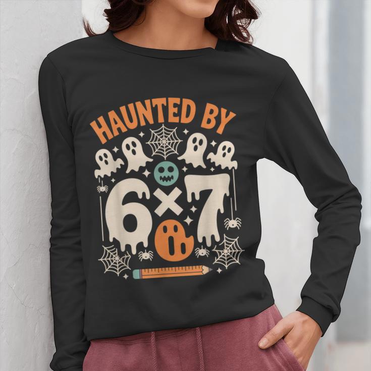 Haunted By 6x7 Math Teacher Halloween Pun Women Long Sleeve T-Shirt, funny design Haunted By 6x7 Math Teacher Halloween Pun Women Long Sleeve T-Shirt, funny design