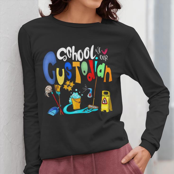 We Heart Love Our School Custodian For Teacher & Kids Women Long Sleeve T-Shirt, funny design We Heart Love Our School Custodian For Teacher & Kids Women Long Sleeve T-Shirt, funny design