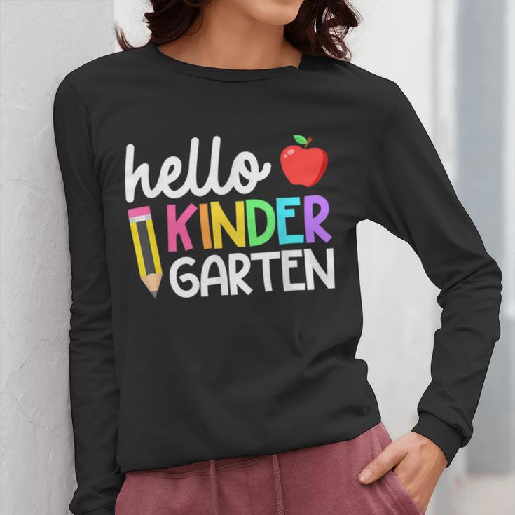 Hello Kindergarten Team Kinder Back To School Teacher Kids Women Long Sleeve T-Shirt, funny design Hello Kindergarten Team Kinder Back To School Teacher Kids Women Long Sleeve T-Shirt, funny design
