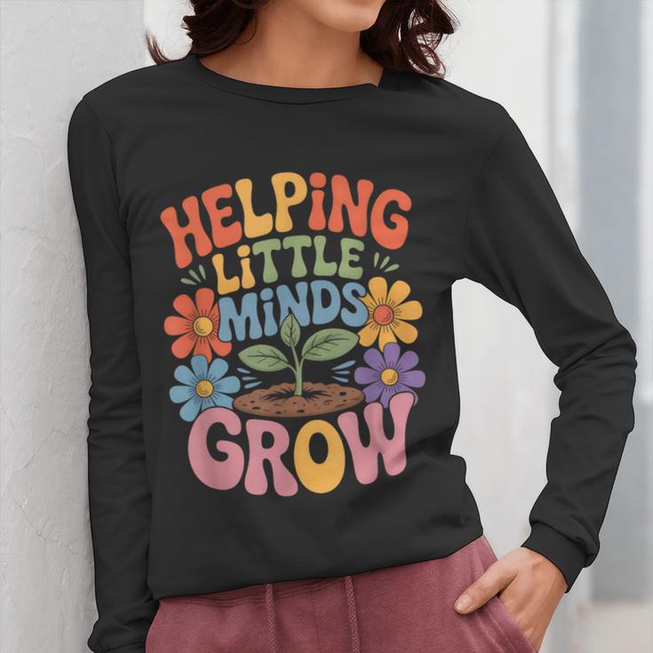 Helping Little Minds Grow Teacher First Day Back To School Women Long Sleeve T-Shirt, funny design Helping Little Minds Grow Teacher First Day Back To School Women Long Sleeve T-Shirt, funny design