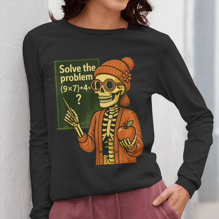 HUGvyn Halloween Skeleton Six Seven 67 Meme PEMDAS Teacher Women Long Sleeve T-Shirt, funny design