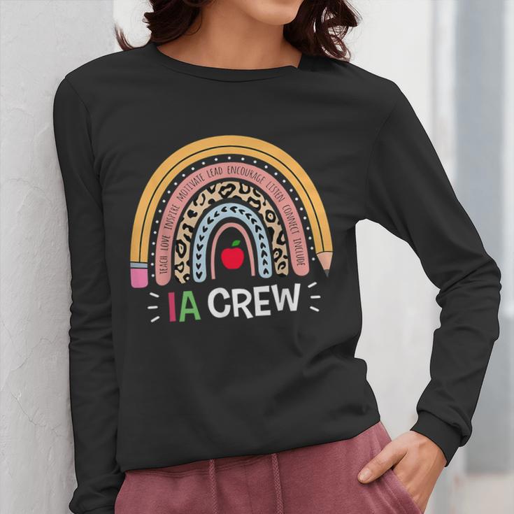 IA Crew Instructional Assistant Rainbow Teachers Aide Women Long Sleeve T-Shirt, funny design IA Crew Instructional Assistant Rainbow Teachers Aide Women Long Sleeve T-Shirt, funny design