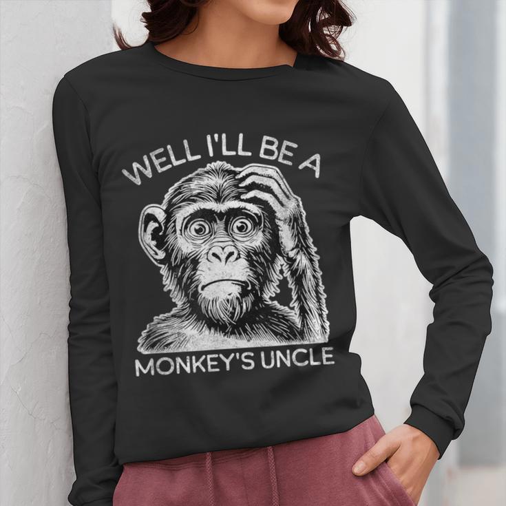 Well I'Ll Be a Monkey's Uncle Teacher And Student Women Long Sleeve T-Shirt, funny design