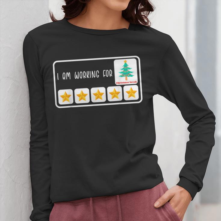 I'm Working For Christmas Break 5 Star Winter Teacher Stars Women Long Sleeve T-Shirt, funny design