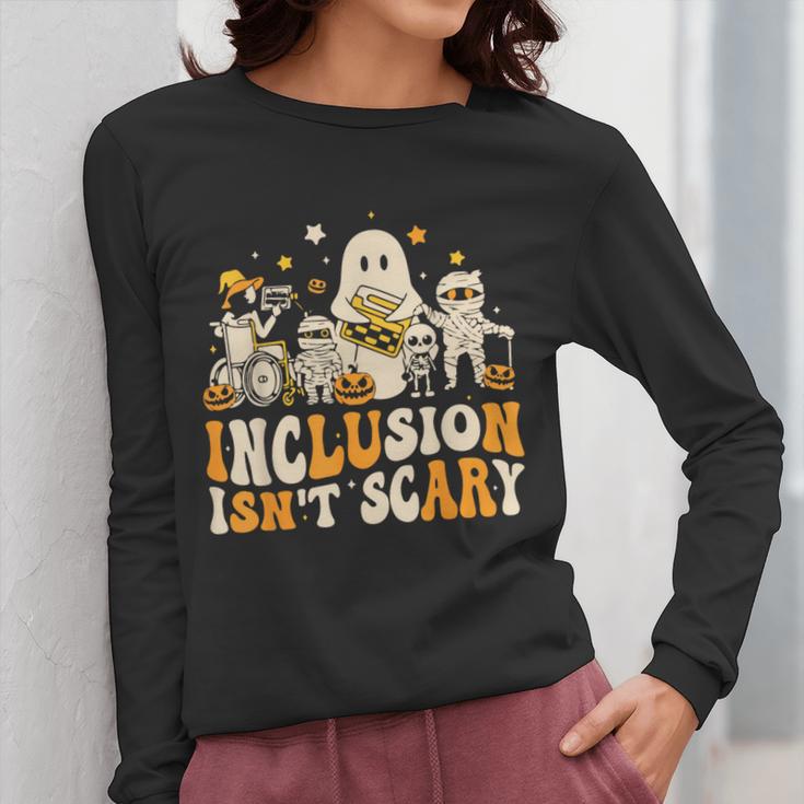 Inclusion Isn't Scary Mummy Boo Ghost Halloween SLP Teacher Women Long Sleeve T-Shirt, funny design Inclusion Isn't Scary Mummy Boo Ghost Halloween SLP Teacher Women Long Sleeve T-Shirt, funny design