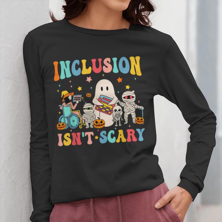 Inclusion Isn't Scary SLP Halloween Sped Teacher Therapy Women Long Sleeve T-Shirt, funny design