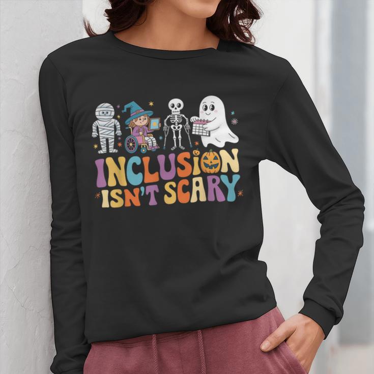 Inclusion Isn't Scary SLP Halloween Sped Teacher Women Long Sleeve T-Shirt, funny design Inclusion Isn't Scary SLP Halloween Sped Teacher Women Long Sleeve T-Shirt, funny design