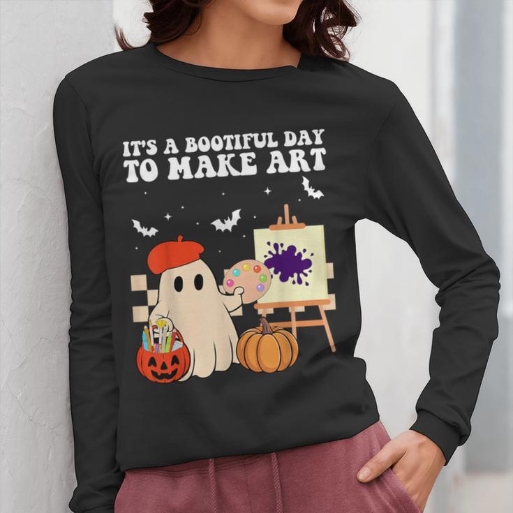 It's A Bootiful Day To Make Art Groovy Art Teacher Halloween Women Long Sleeve T-Shirt, Groovy Teacher Gifts, funny design It's A Bootiful Day To Make Art Groovy Art Teacher Halloween Women Long Sleeve T-Shirt, Groovy Teacher Gifts, funny design
