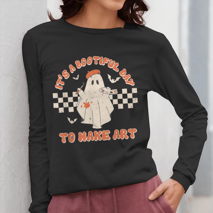 It's A Bootiful Day To Make Art Halloween Art Teacher Women Long Sleeve T-Shirt, funny design