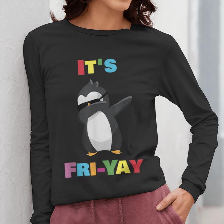 It's Fri-Yay Dabbing Penguin Friday Weekend Teacher Student Women Long Sleeve T-Shirt, funny design