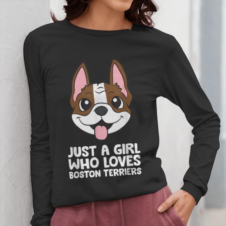 Just a Girl Who Loves Boston Terriers Women Long Sleeve T-Shirt, funny design