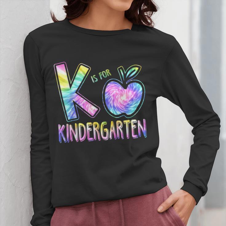K Is For Kindergarten Teacher Tie Dye Back To School Kinder Women Long Sleeve T-Shirt, funny design K Is For Kindergarten Teacher Tie Dye Back To School Kinder Women Long Sleeve T-Shirt, funny design